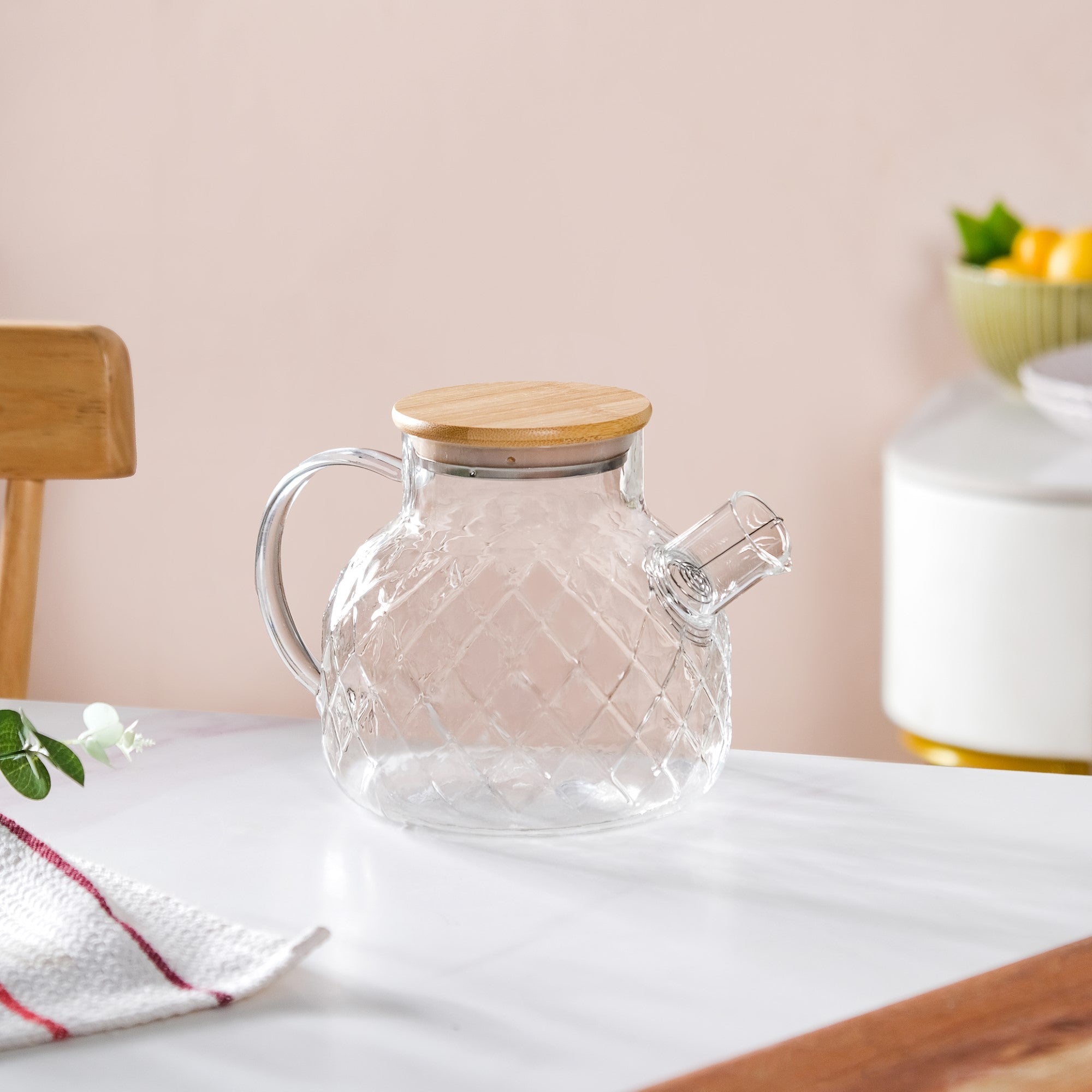Clear Luxe Diamond Borosilicate Glass Jug 1000ml