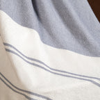 Coastal Blue And White Striped Cotton Throw With Tassels