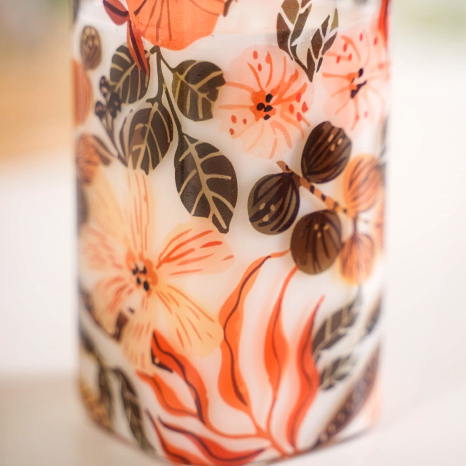 Orange Poppy Print Cocktail Glass Set Of 4 340ml