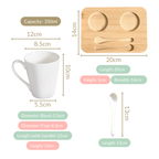 Coffee Mugs And Spoons With Wooden Tray For Two 350ml