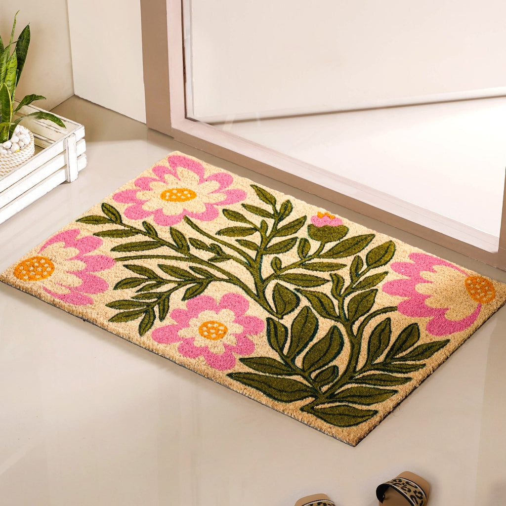 Coir Floor Mat With Floral Print 36x24 Inch