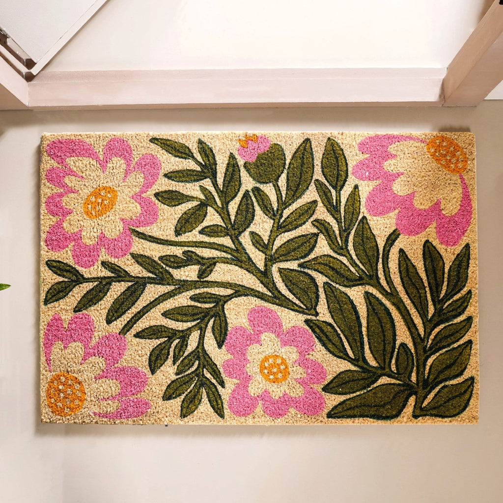 Coir Floor Mat With Floral Print 36x24 Inch