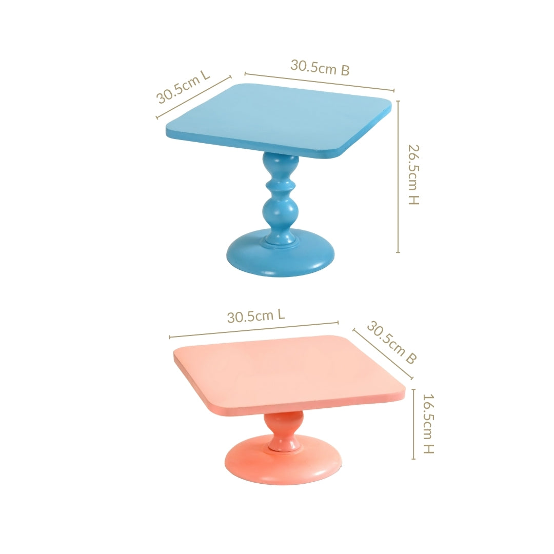 Colour Pop Square Riser Cake Stand Set Of 2 Peach Blue