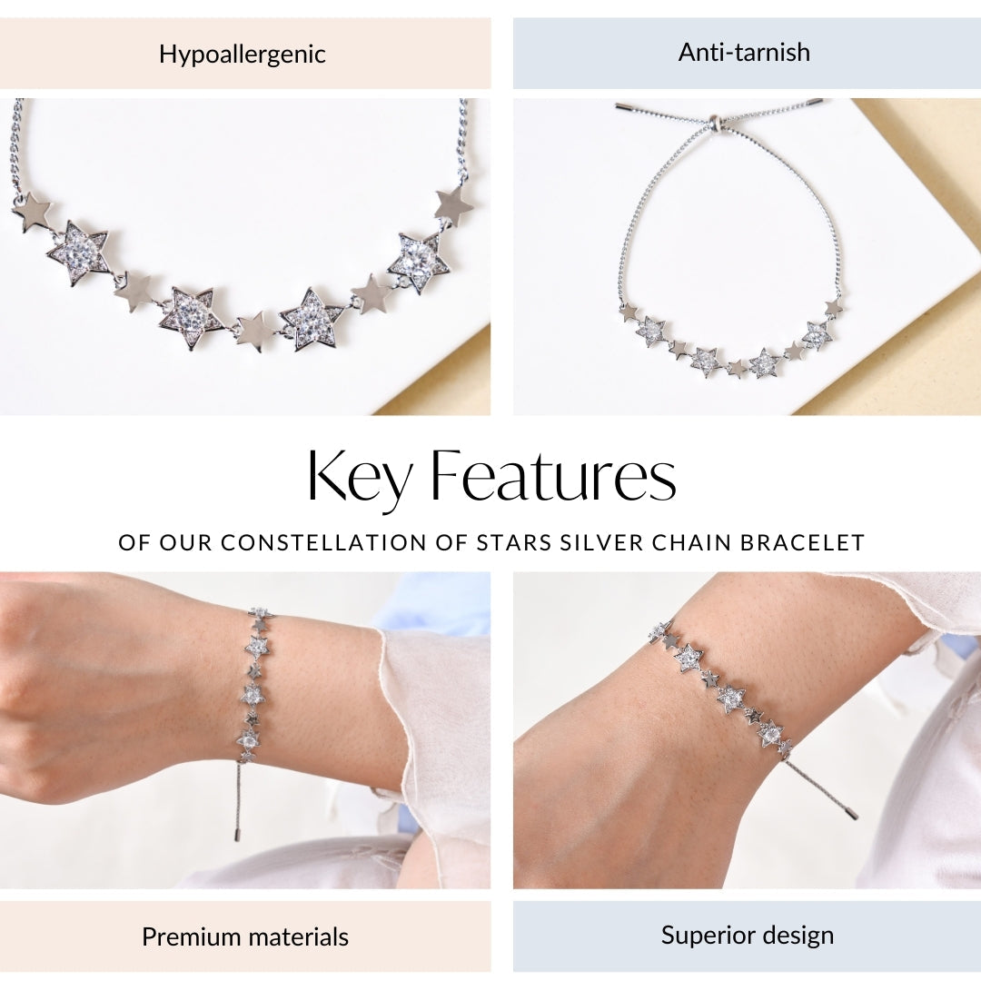 Constellation Of Stars Silver Chain Bracelet