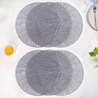 Contemporary Cutwork Grey Table Mats Set Of 6