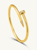 Dainty Beaded Pearl Chain & Nail Bangle Bracelet Combo Set