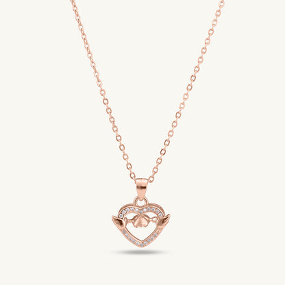 Solitaire Heart Necklace | Rose Gold