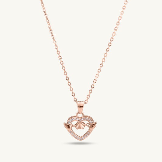 Solitaire Heart Necklace | Rose Gold