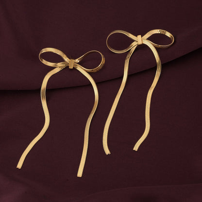 Golden Bows Drop Earrings
