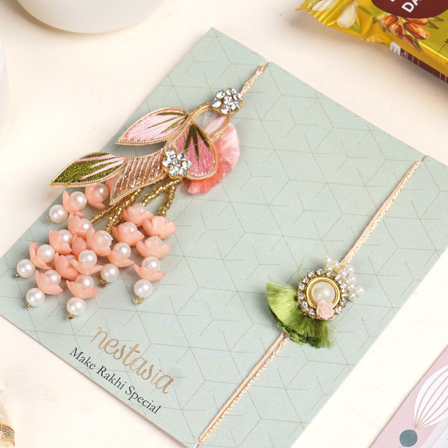 Coral Charm Rakhi Lumba Gift Set