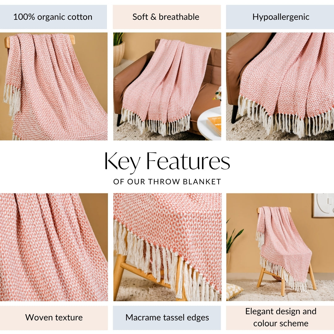 Coral Weave Pure Cotton Throw