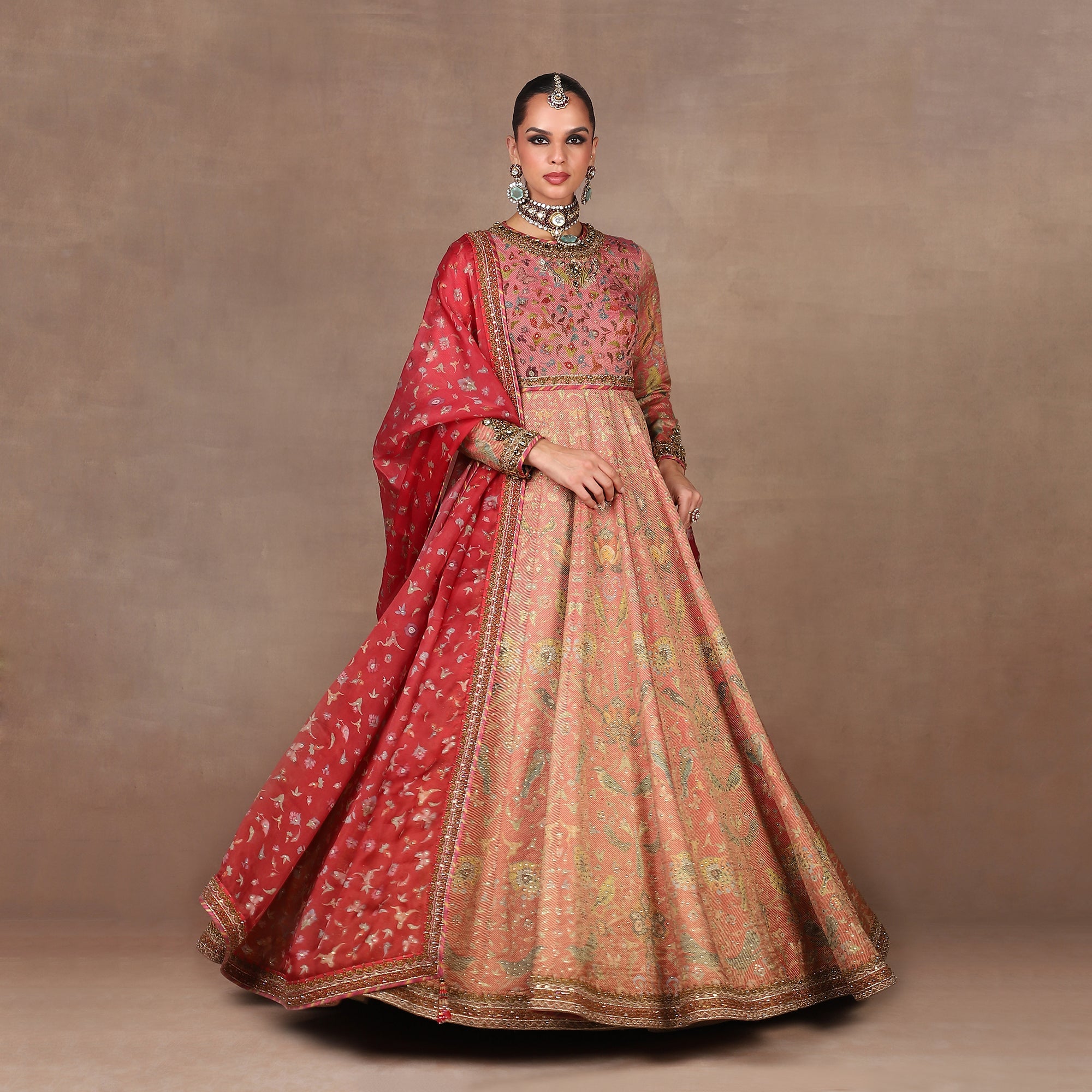 Coral Peach Anarkali Set | MURAQQA