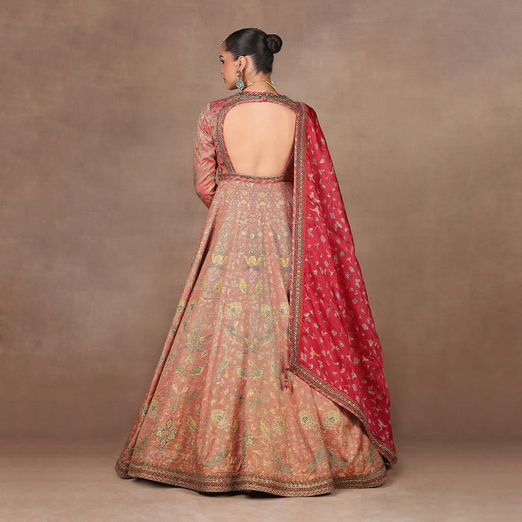 Coral Peach Anarkali Set | MURAQQA