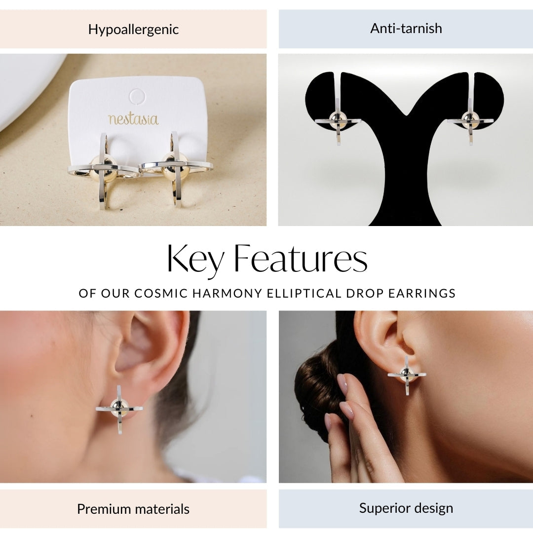 Cosmic Harmony Elliptical Drop Earrings