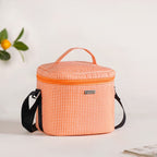 Checkered Thermal Lunch Bag Lunch Box Set Orange