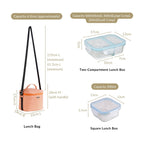 Checkered Thermal Lunch Bag Lunch Box Set Orange