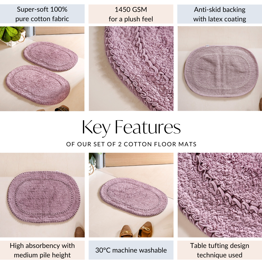 Frilled Design Soft Floor Mat Set Of 2 24x16 Inch