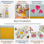 Balloon Heart Apron With Mitten And Pot Holder