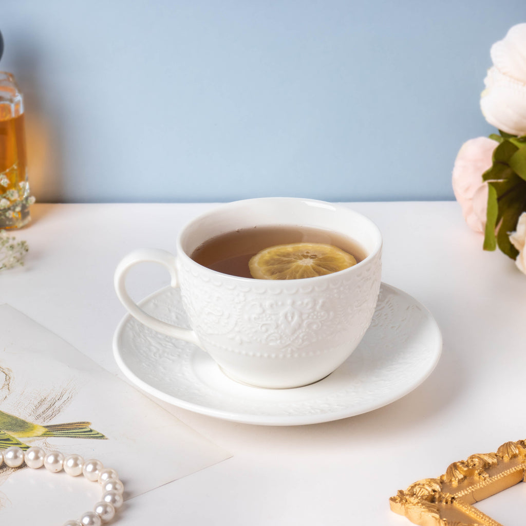 Serena White Truffle Cup and Saucer Set
