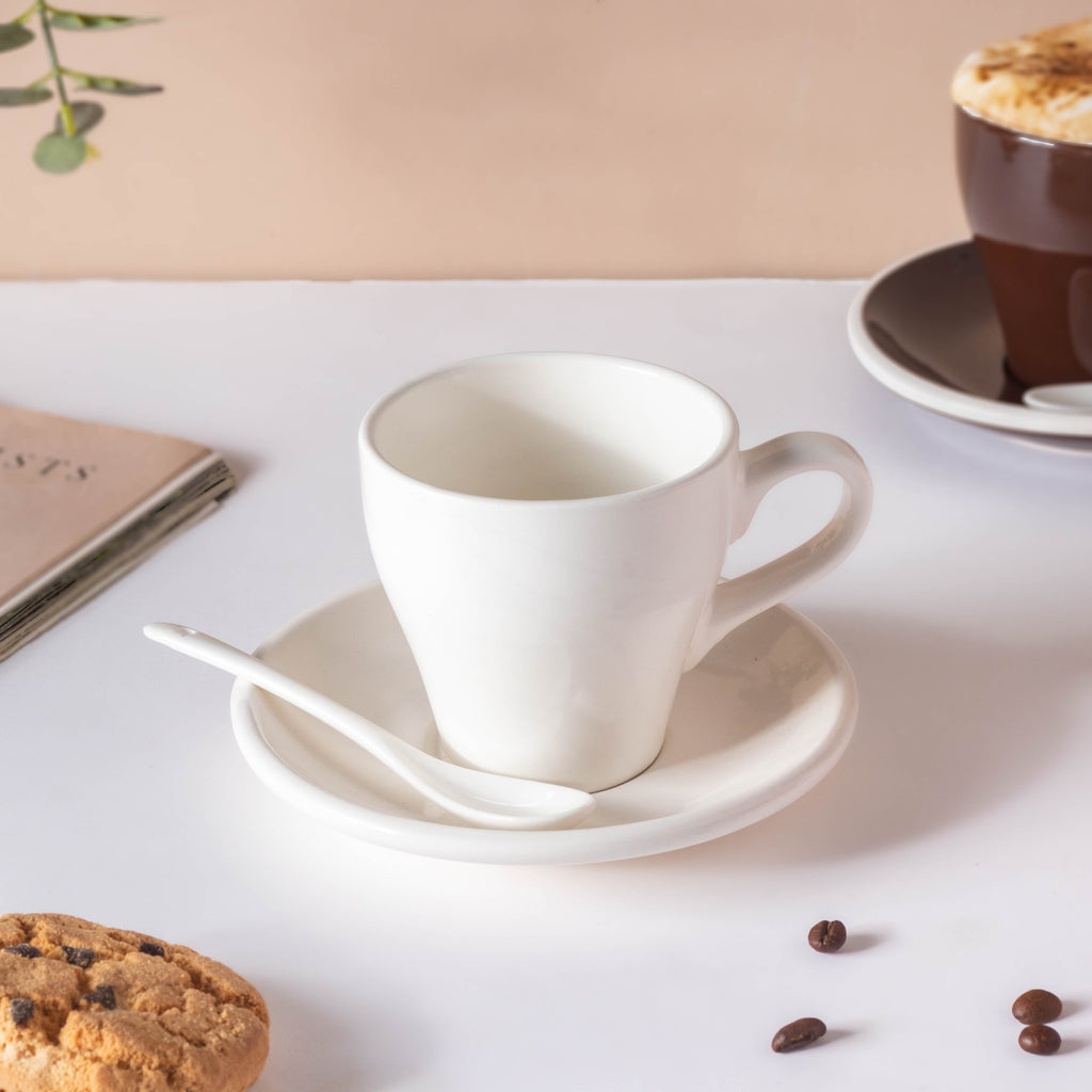 Glazed Ceramic White Cup Set 150 ml