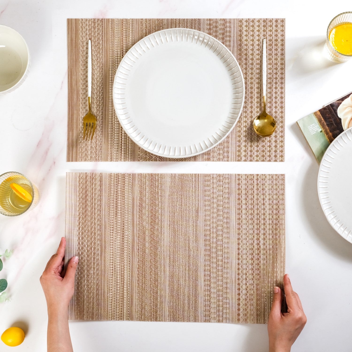 Brownish Beige Dinner Table Mat Set Of 6