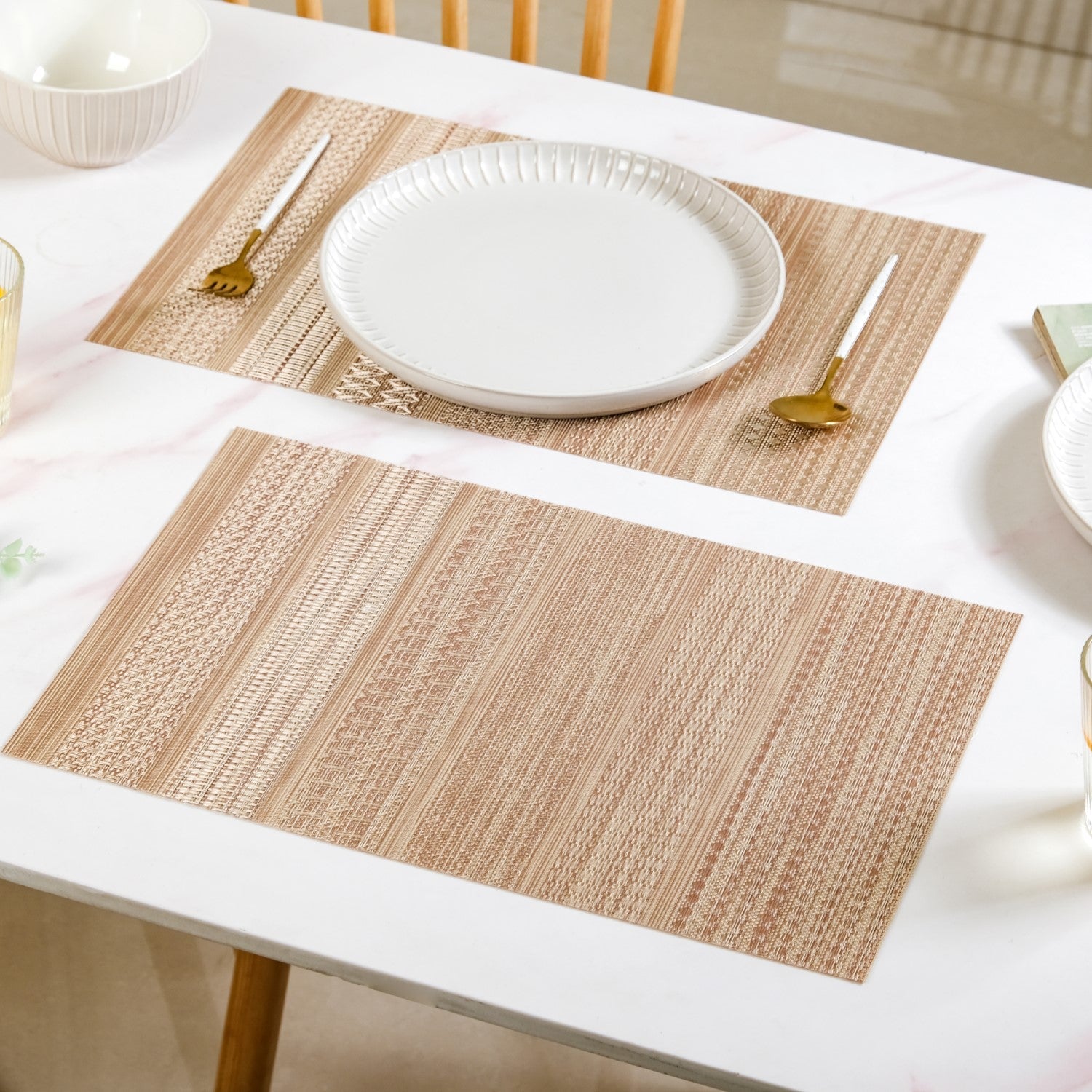 Brownish Beige Dinner Table Mat Set Of 6