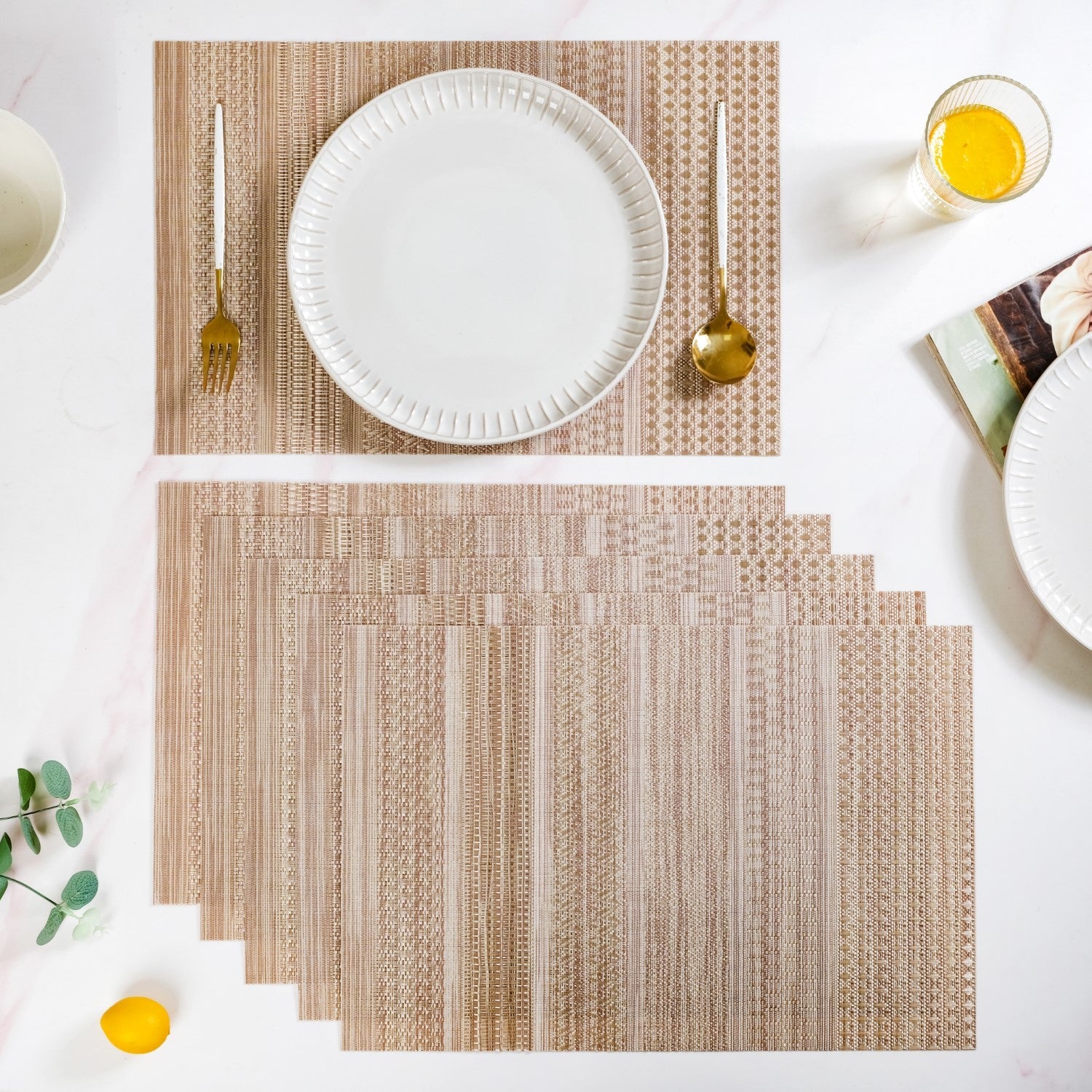 Brownish Beige Dinner Table Mat Set Of 6