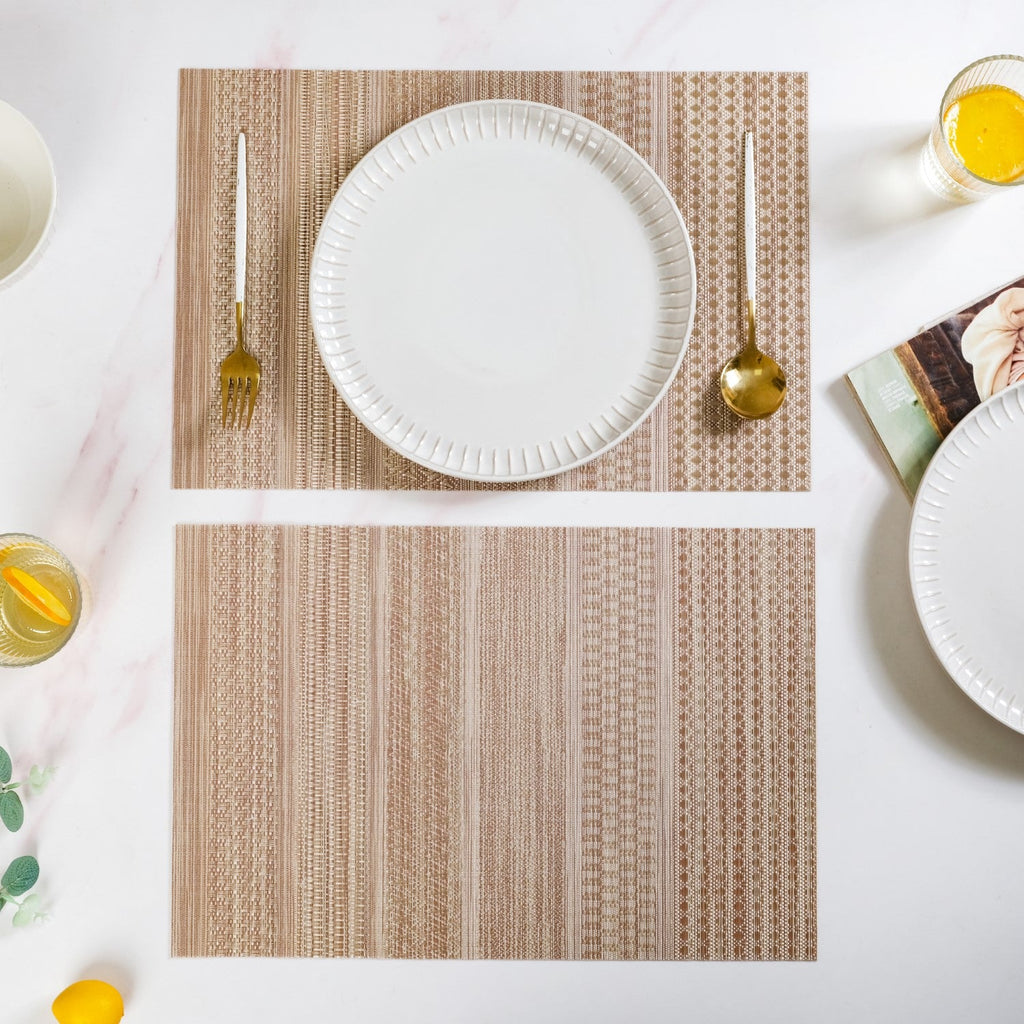 Brownish Beige Dinner Table Mat Set Of 6