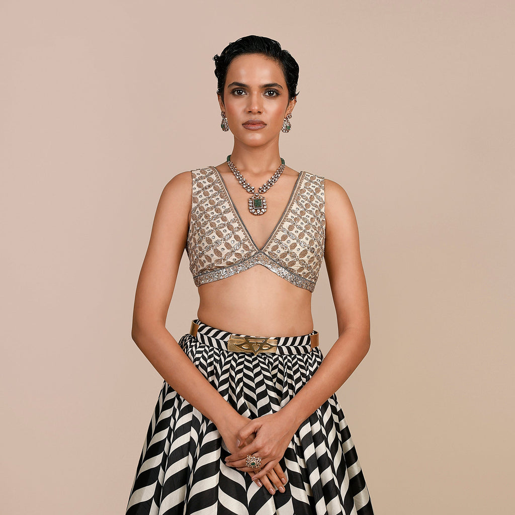 Crème Ivory Chevron Skirt Set | SATT