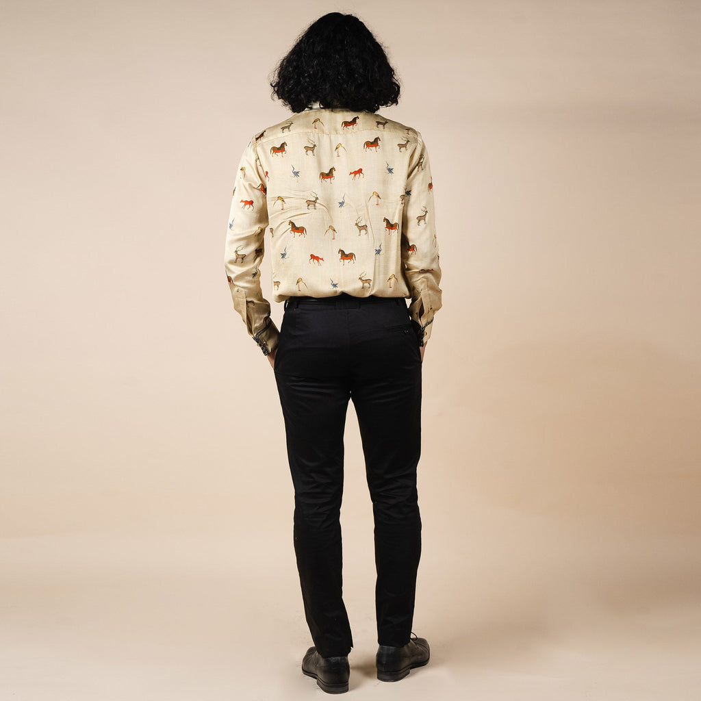Crème Ivory Fauna Printed Shirt | PANJ