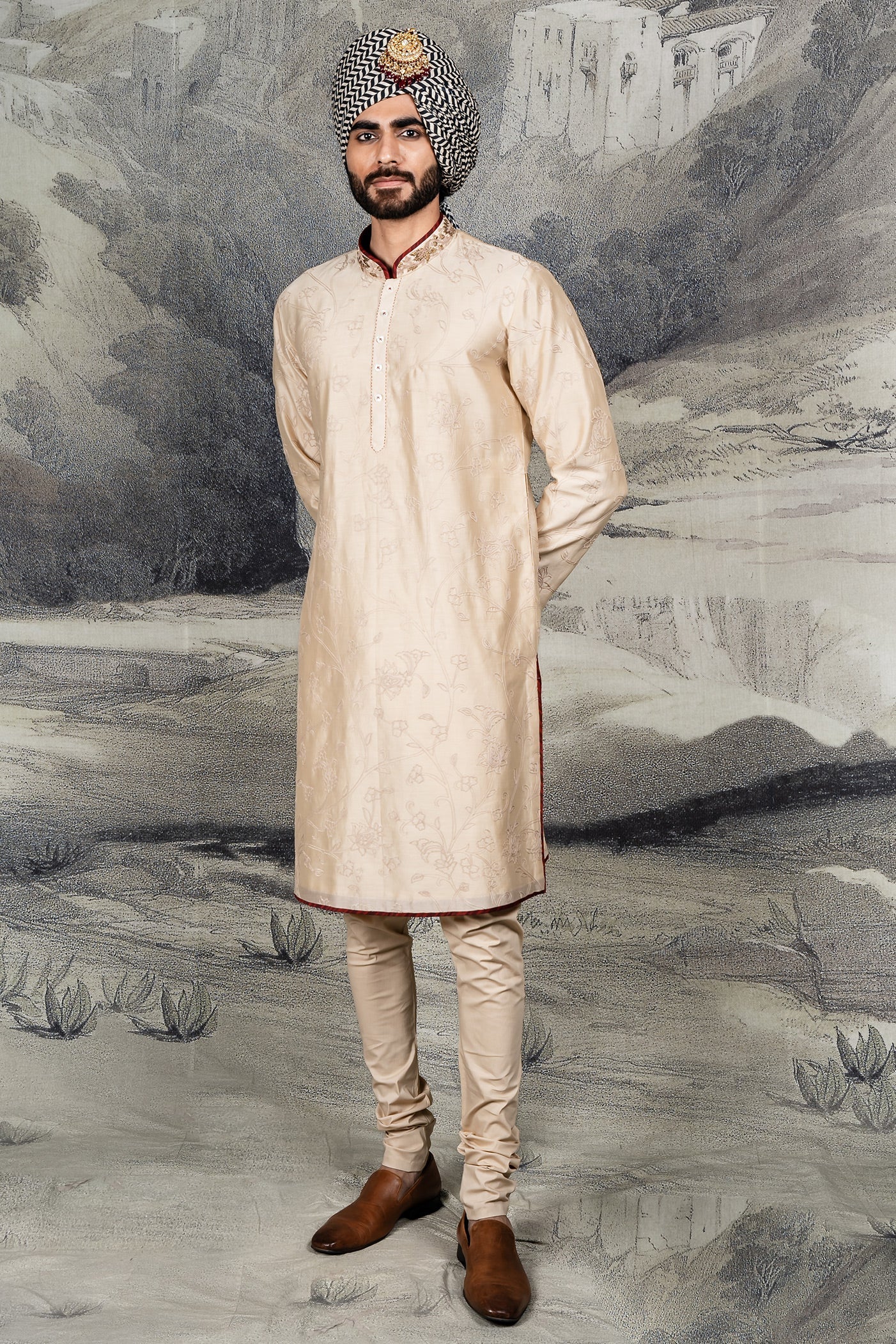 Crème Ivory Monochrome Kurta Set | BARODA