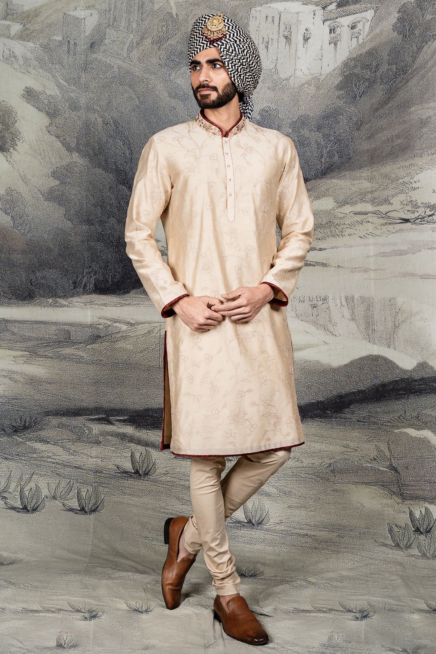 Crème Ivory Monochrome Kurta Set | BARODA