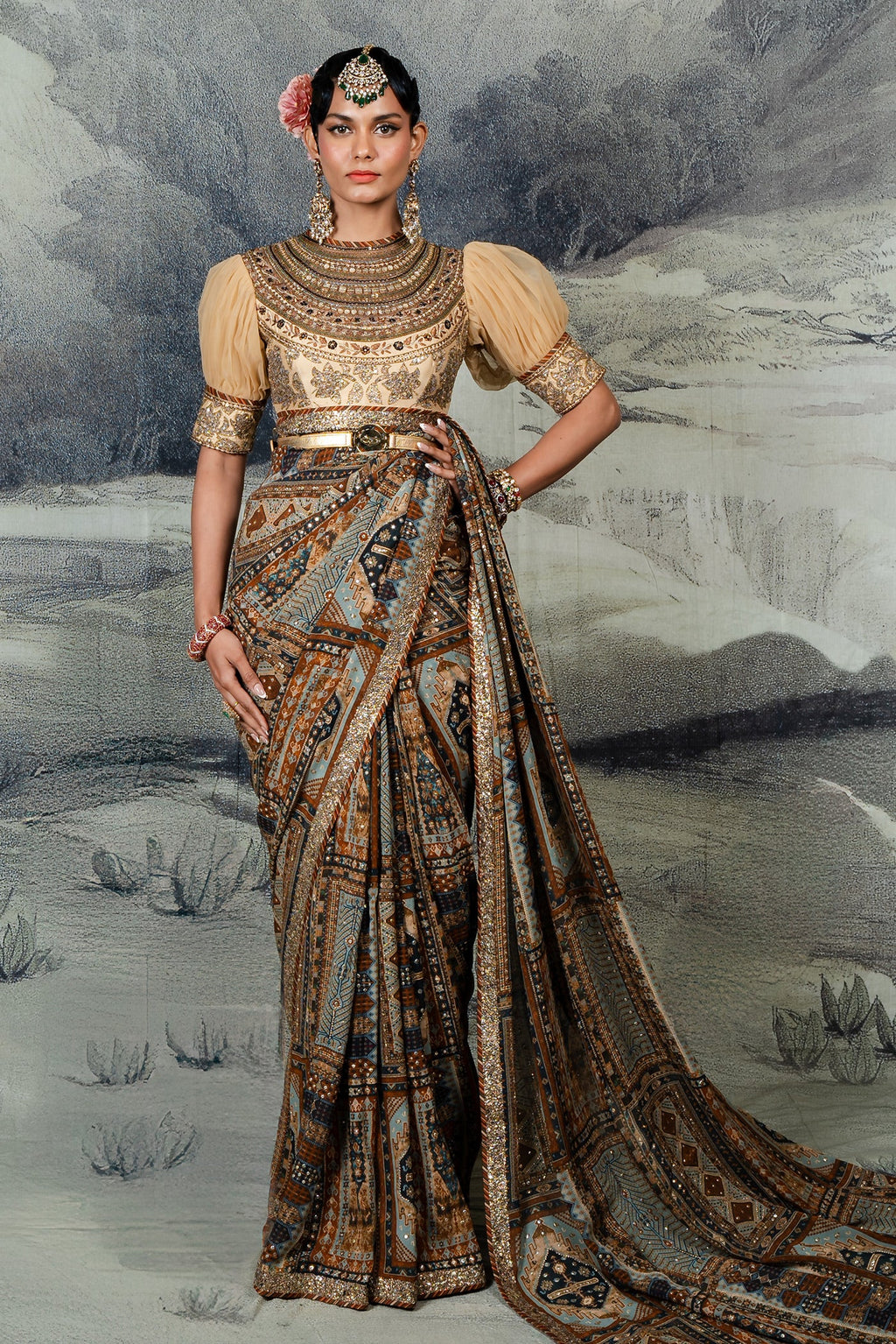 Crème Ivory - Multi-Hued Saree Set | BARODA