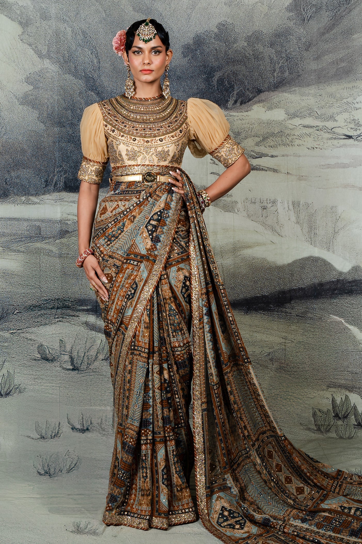 Crème Ivory - Multi-Hued Saree Set | BARODA