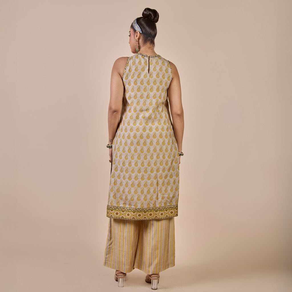 Crème Ivory - Olive Yellow Tunic Set | CHHĒ