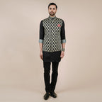 Crème Ivory Printed Nehru Jacket | CHAR
