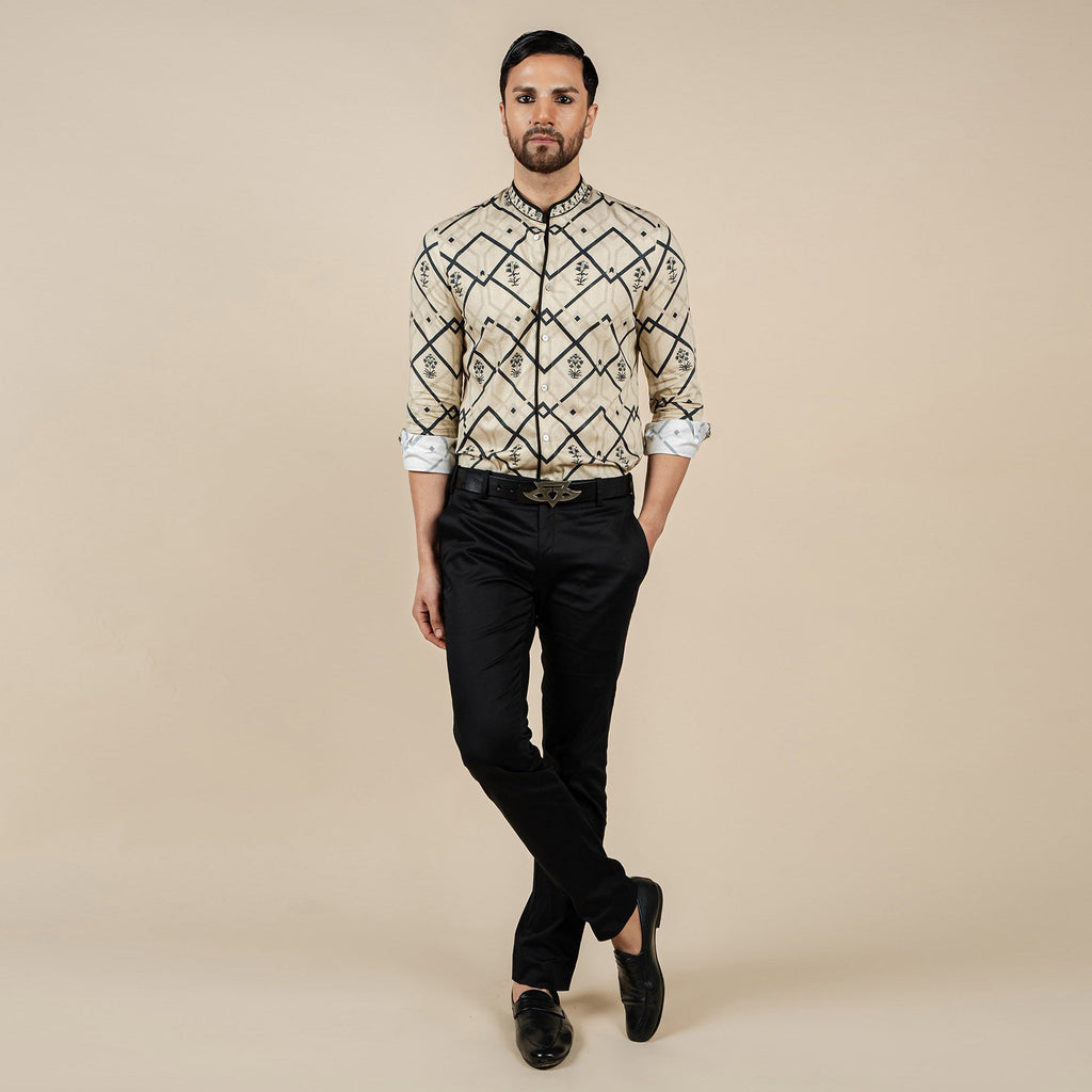 Crème Ivory Printed Shirt | CHAR