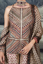 Crème Ivory - Red Sharara Set | BARODA