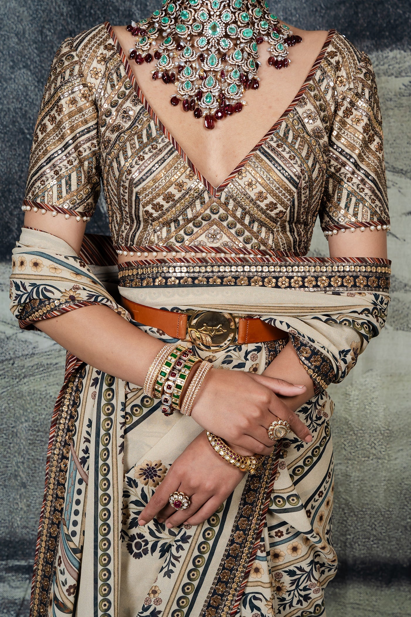 Crème Ivory Saree Set | BARODA