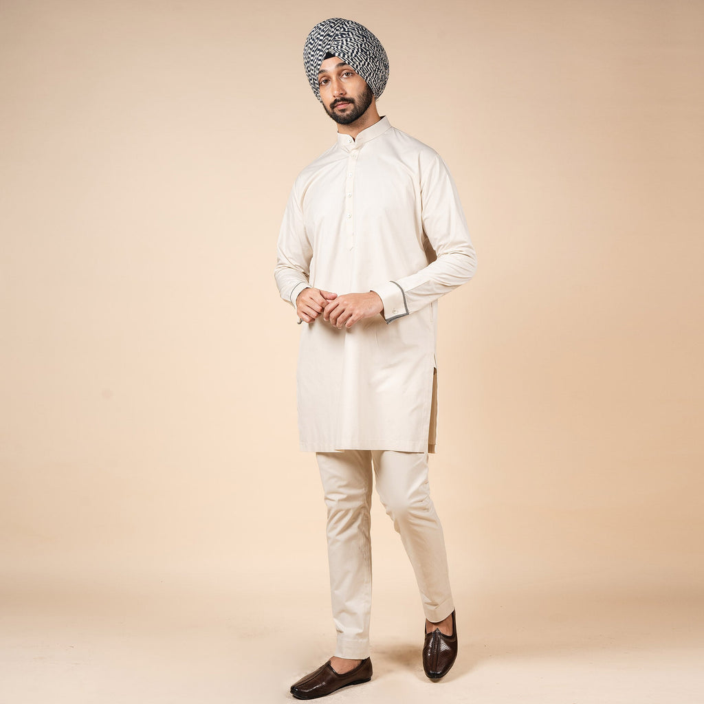 Crème Ivory Solid Kurta | PANJ