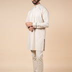 Crème Ivory Solid Kurta | PANJ