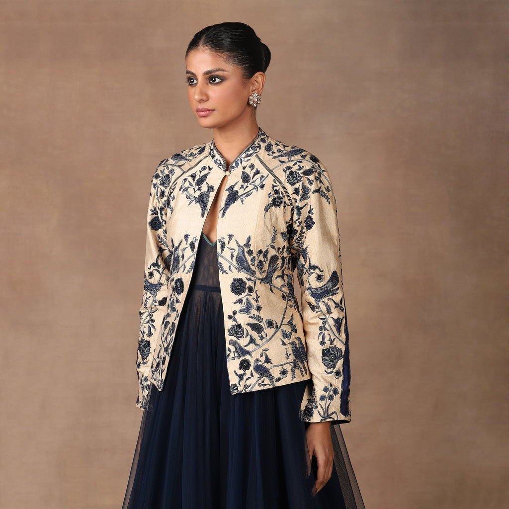 Crème Ivory -Blue Alika Jacket | MURAQQA