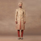 Crème Ivory - Rust Ombre Sherwani Set | MURAQQA