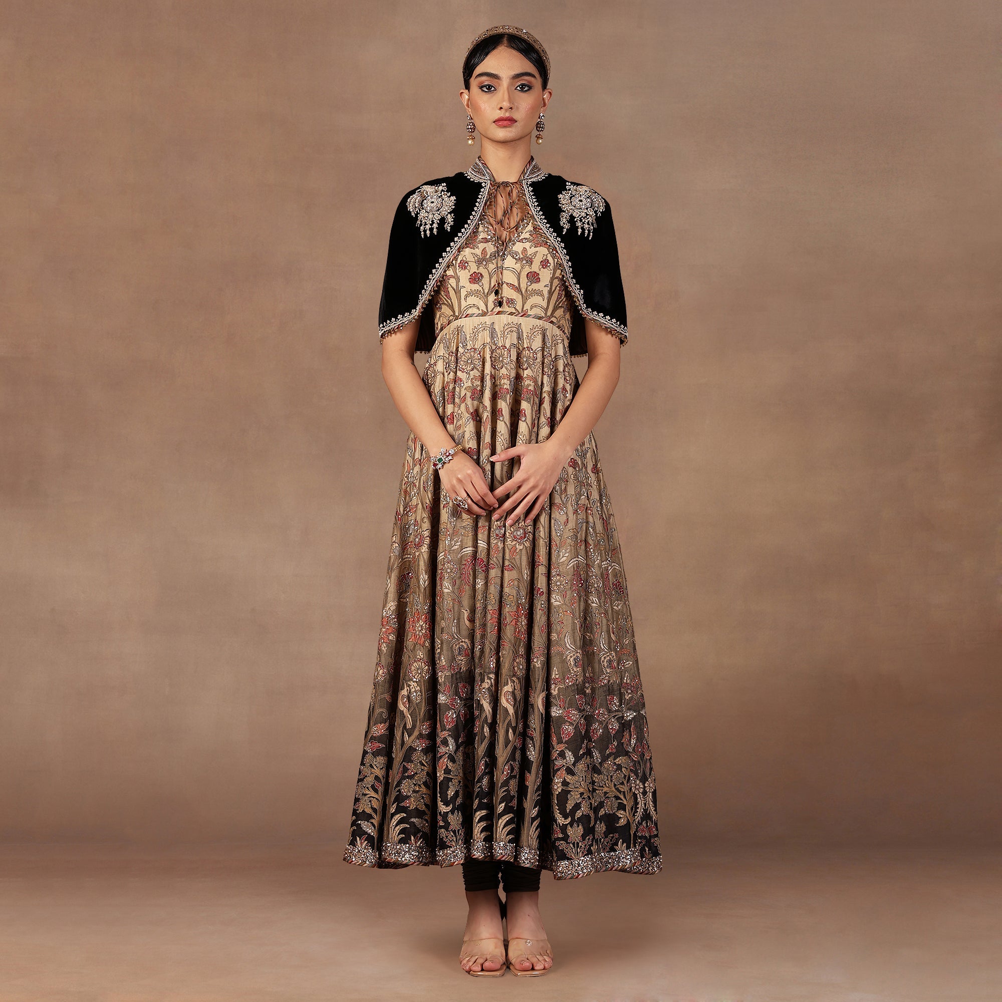 Crème Ivory - Sage Ombre Anarkali Set | EAST