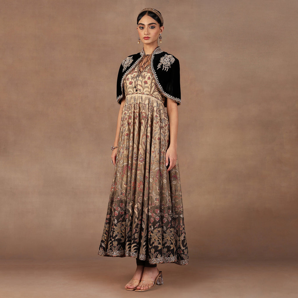 Crème Ivory - Sage Ombre Anarkali Set | EAST