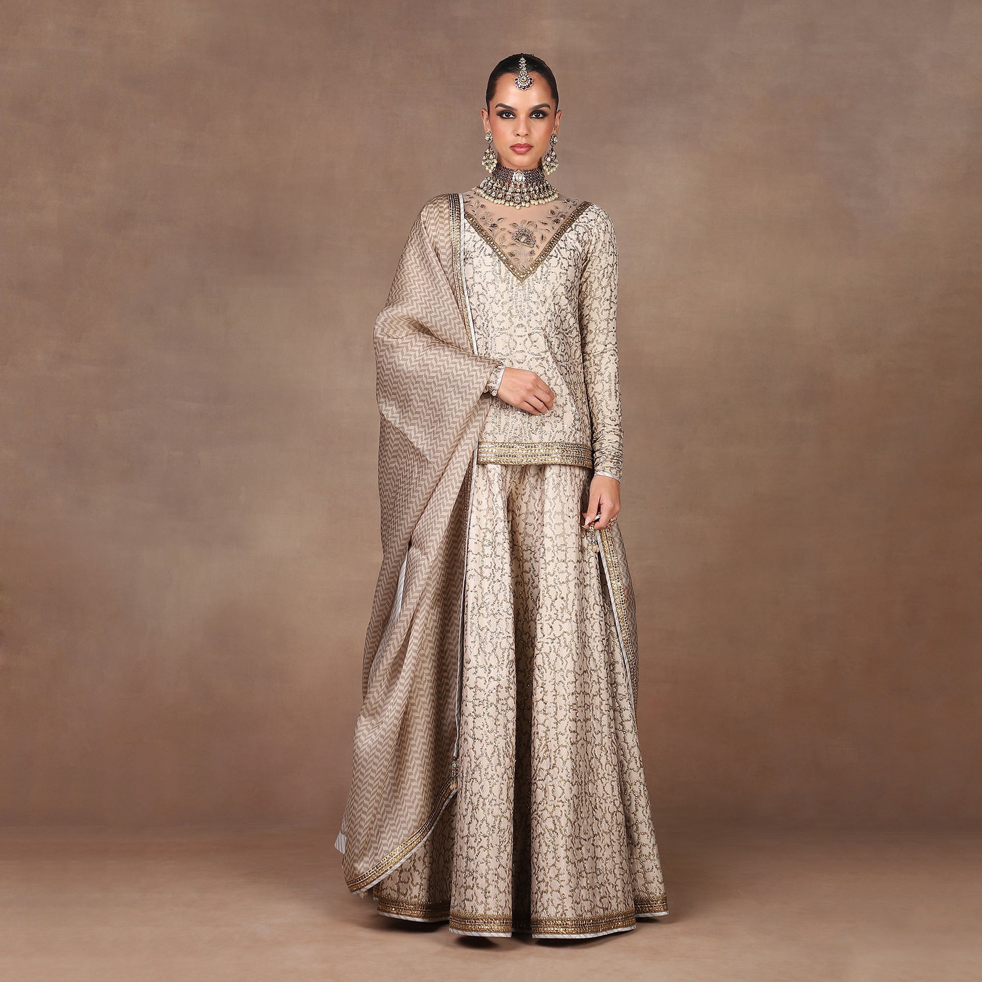 Crème Ivory Sharara Set | MURAQQA