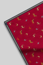 Crimson Red Printed Pocket Square