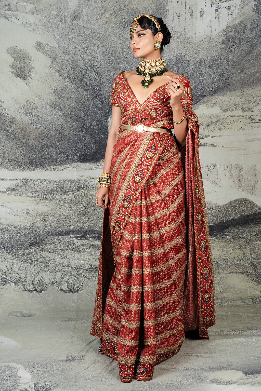 Crimson Red Saree Set | BARODA