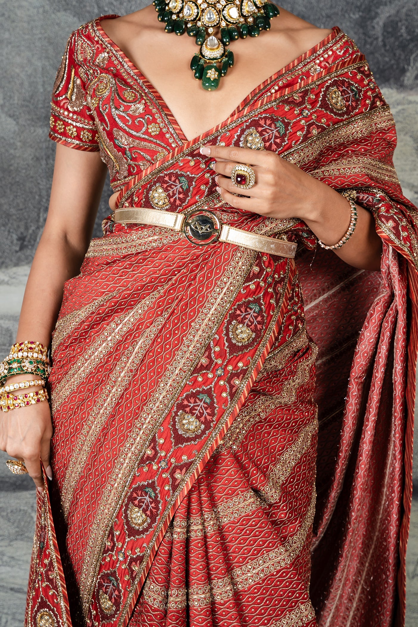 Crimson Red Saree Set | BARODA