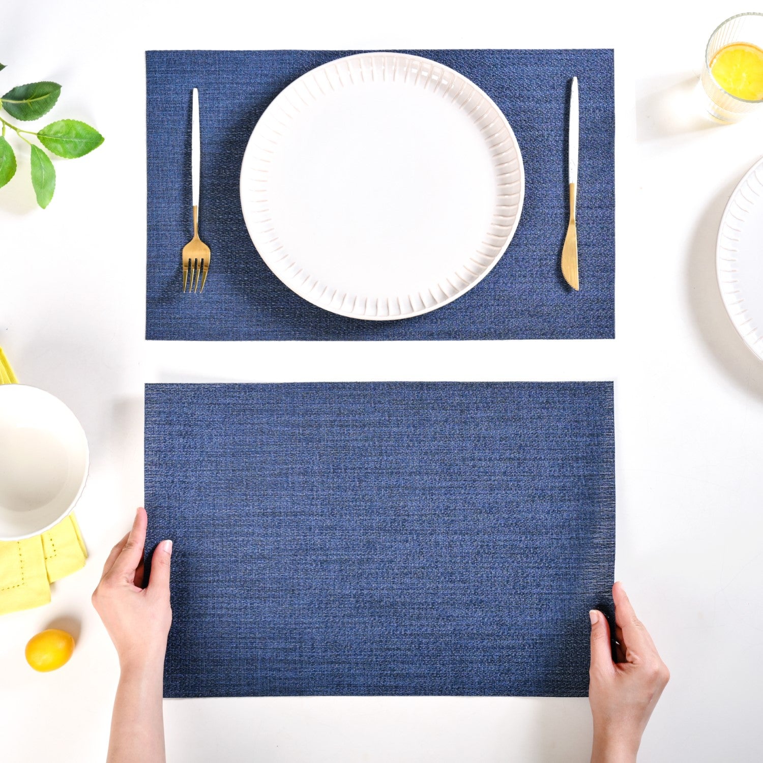 Crosshatch Midnight Blue Placemat Set Of 6